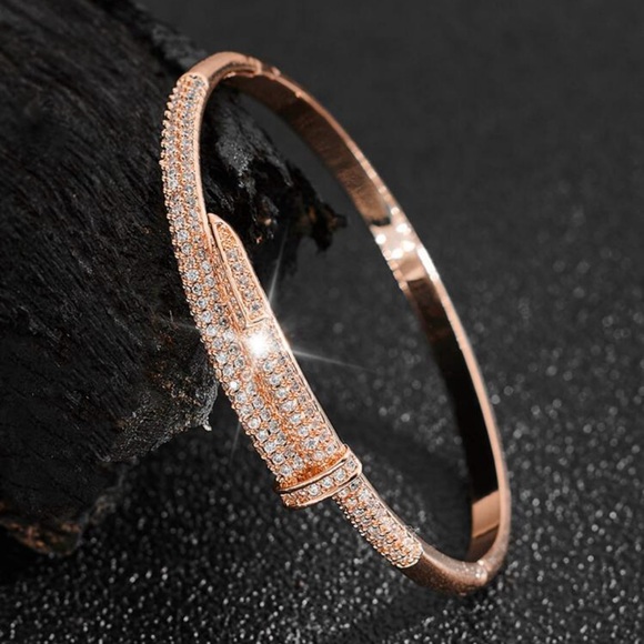 Jewelry - "Carlton" Cuff ✨ ROSE gold plated bling nailhead cuff luxe bracelet